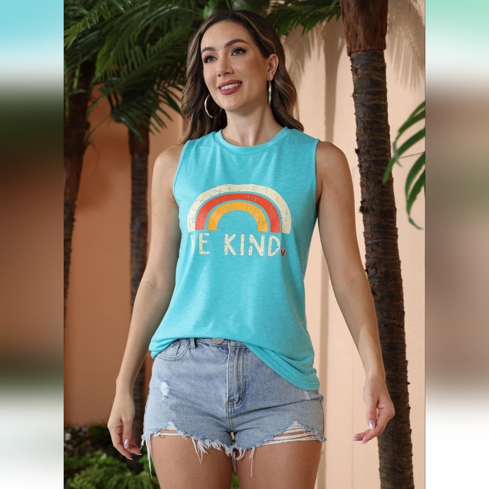 IRISGOD Womens Tank Tops Loose Fit Summer Cute Graphic Sleeveless Shirts